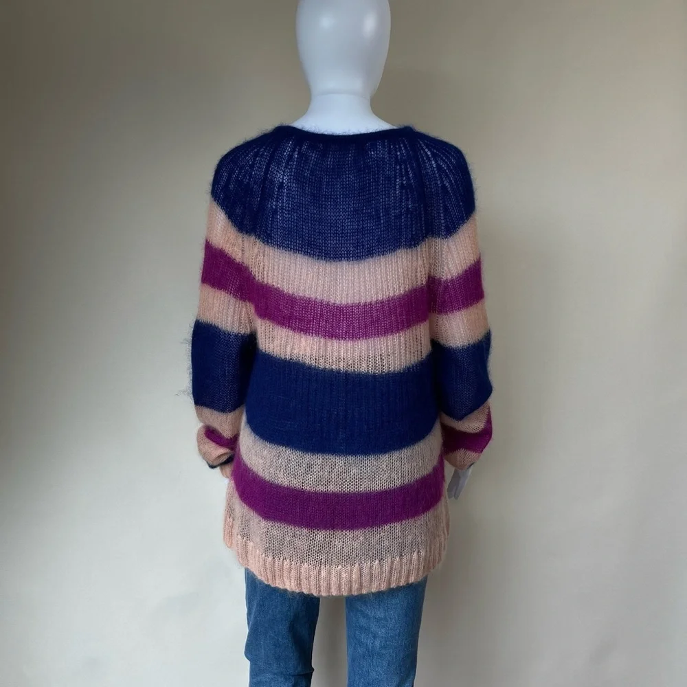 HANSEL FROM BASEL Anthropology Kid Mohair Wool Blend Sweater Striped